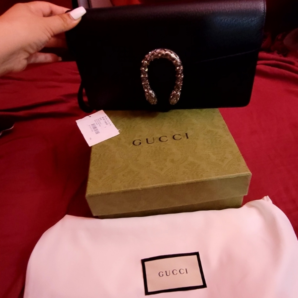 Gucci dionysus grained calfskin wristlet clutch with Swarovski